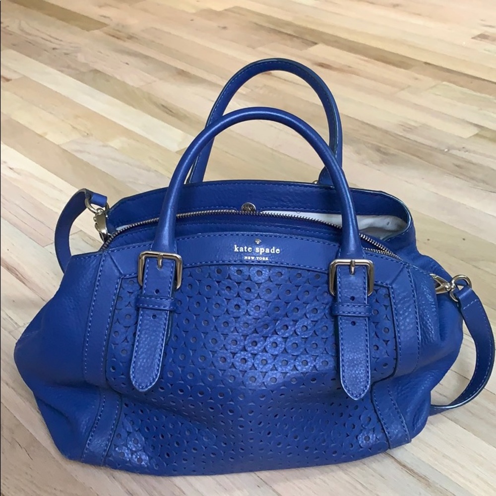Kate Spade blue leather handbag w shoulder strap